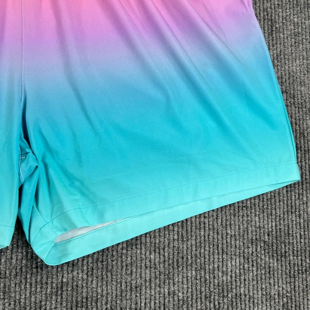 Caribbean Swim Shorts Mens 3XB Big Blue Pink Lined Ocean Beach Pool New